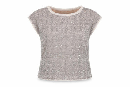 Front view of Silence + Noise women’s grey polyester basic t-shirt, size XS, round neck