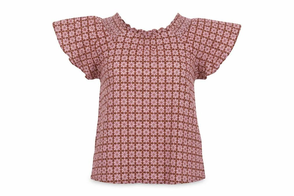 NEXT Womens Pink Geometric Cotton Basic T-Shirt Size 8 Round Neck