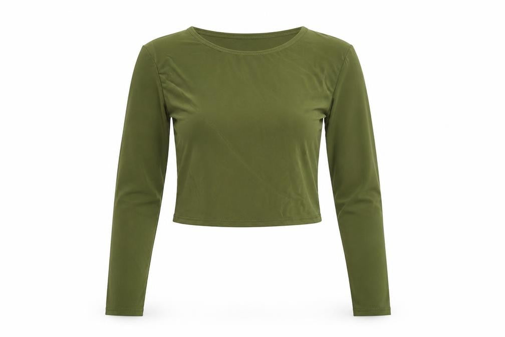 Nasty Gal Womens Green Polyester Cropped T-Shirt Size 12 Collared