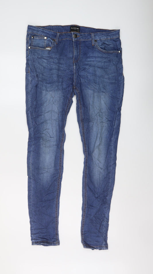 Closure Mens Blue Cotton Skinny Jeans Size 34 in L30 in Regular Button