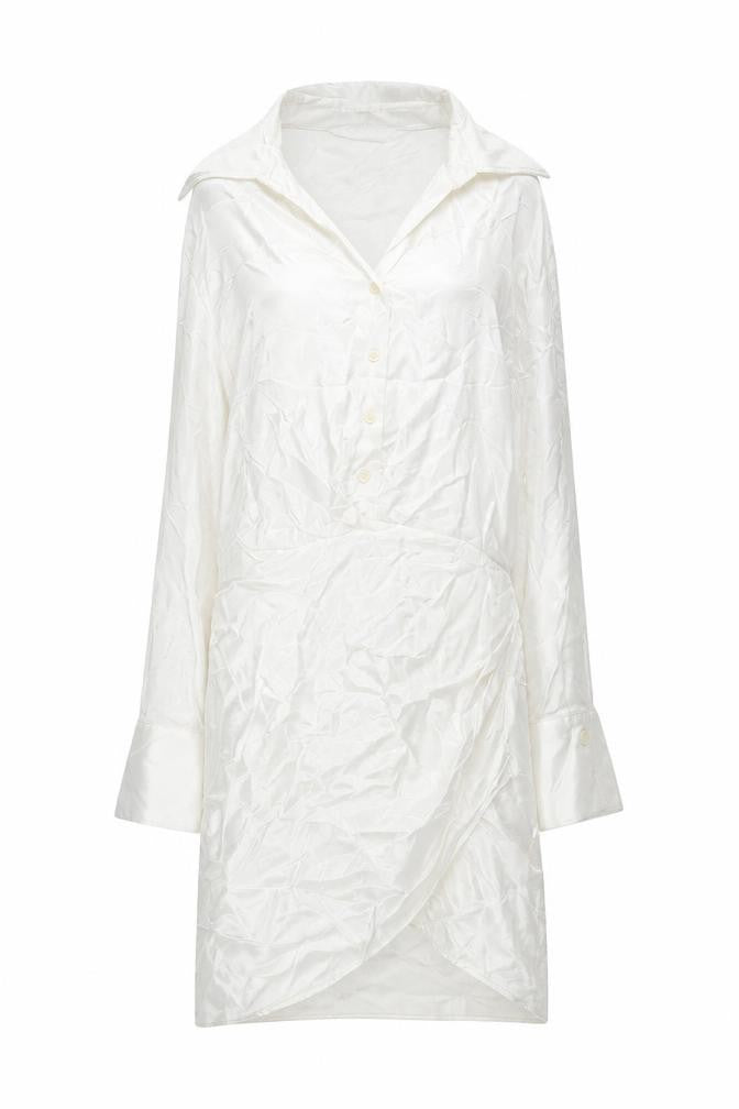 Zara Womens Ivory Polyester Shirt Dress Size S Collared Zip