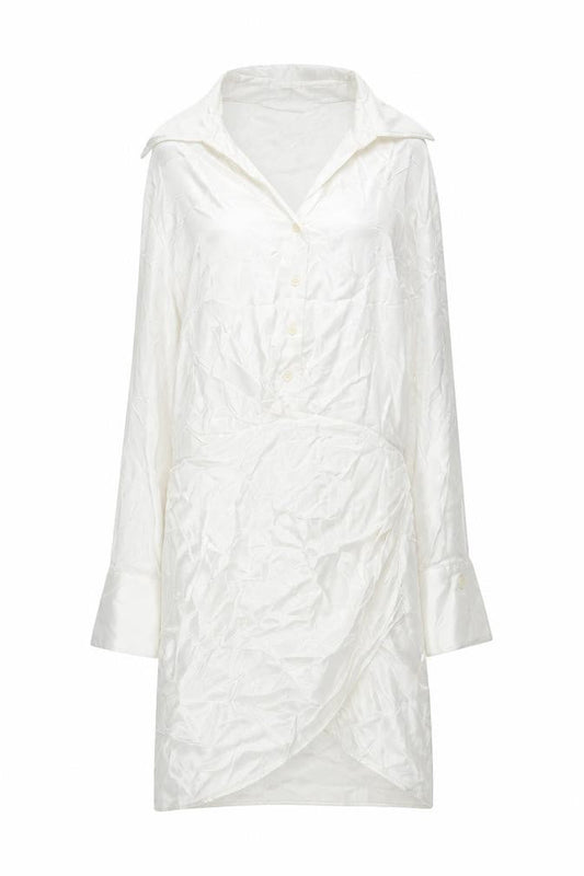 Zara Womens Ivory Polyester Shirt Dress Size S Collared Zip