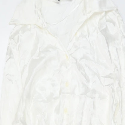 Zara Womens Ivory Polyester Shirt Dress Size S Collared Zip