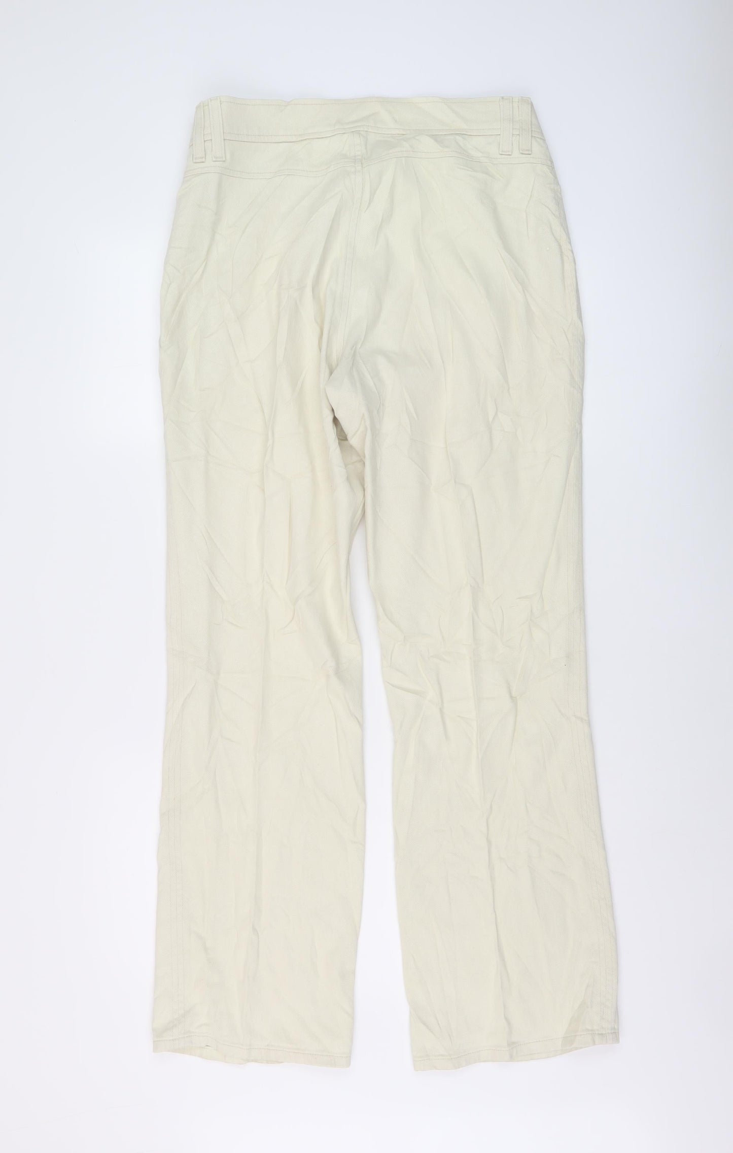 Marks and Spencer Womens Beige Cotton Straight Jeans Size 16 L30 in Regular Button