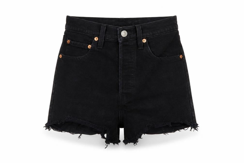 Levi's Womens Black Cotton Hot Pants Shorts Size 24 in L3 in Regular Button