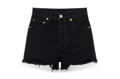 Levi's Womens Black Cotton Hot Pants Shorts Size 24 in L3 in Regular Button