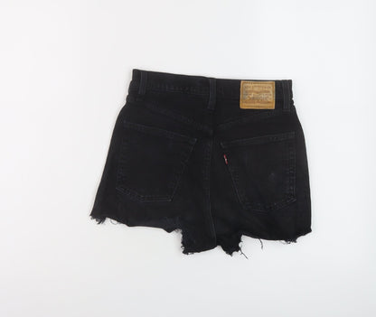 Levi's Womens Black Cotton Hot Pants Shorts Size 24 in L3 in Regular Button