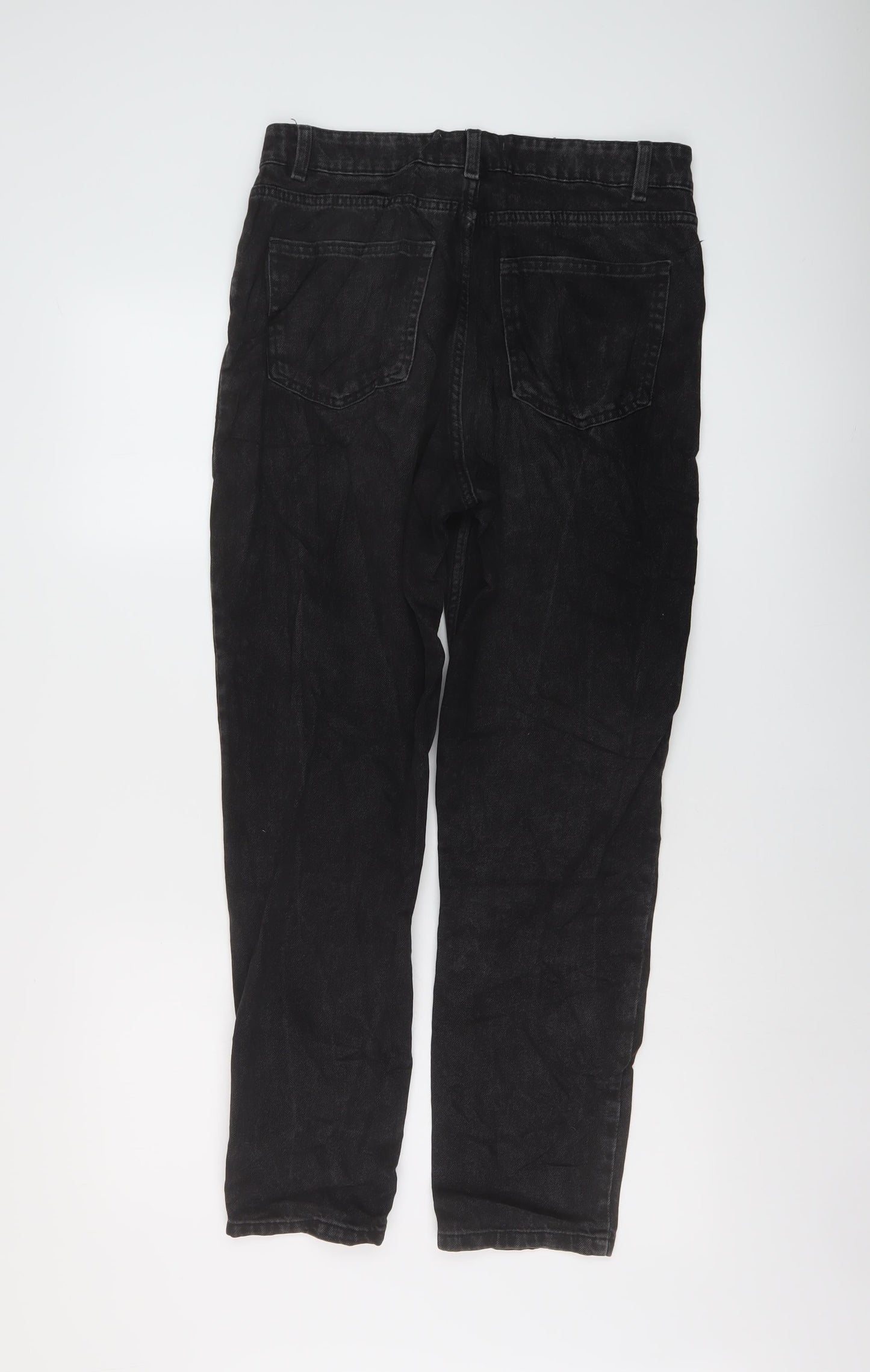 Denim & Co. Womens Grey Cotton Straight Jeans Size 12 L28 in Regular Button