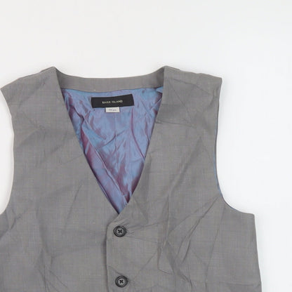 Close-up detail of River Island boys’ grey jacket waistcoat, size 10, years button