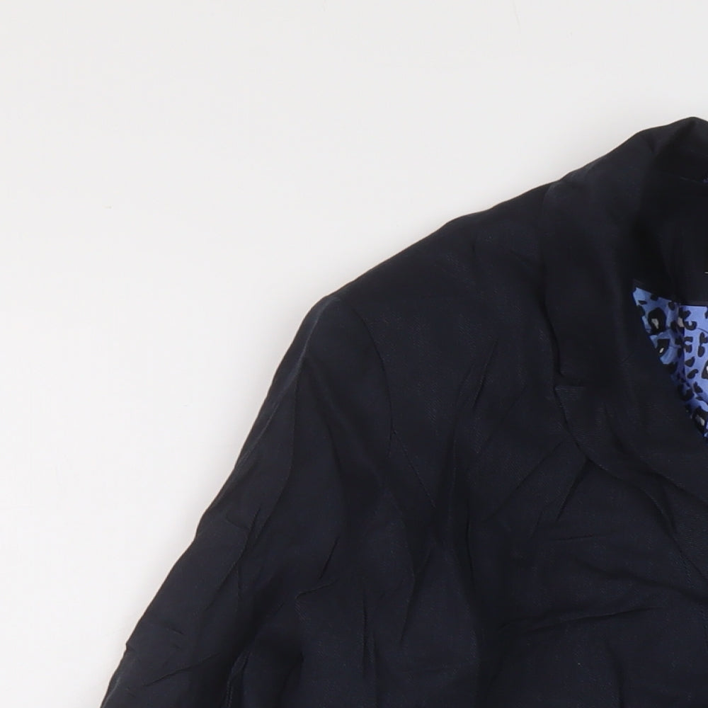 NEXT Womens Blue Linen Jacket Suit Jacket Size 10