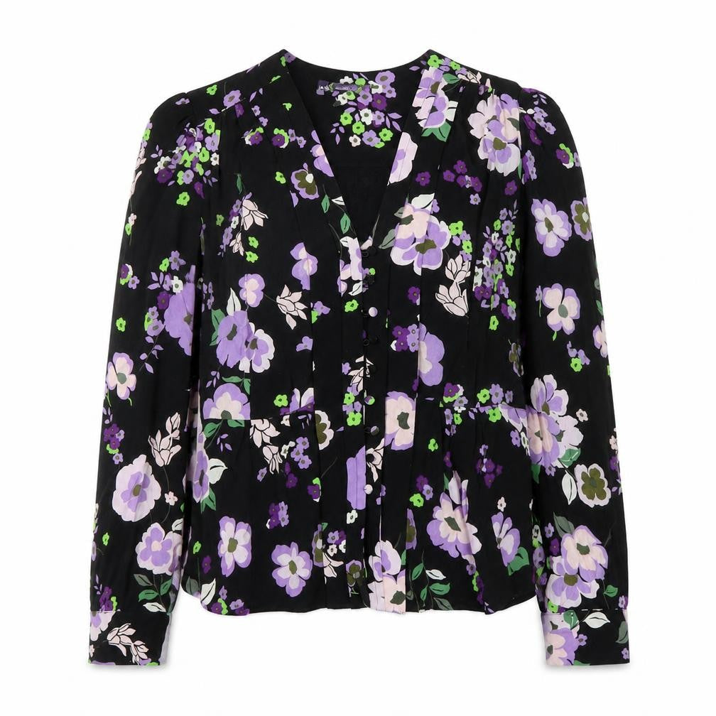 Marks & Spencer Womens Multicoloured Floral Viscose Basic Blouse Size 8 V-Neck