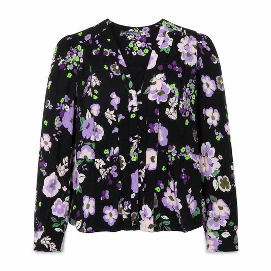Marks and Spencer Womens Multicoloured Floral Viscose Basic Blouse Size 8 V-Neck