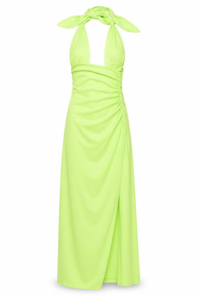 Zara Womens Green Polyester A-Line Size XS Halter Zip