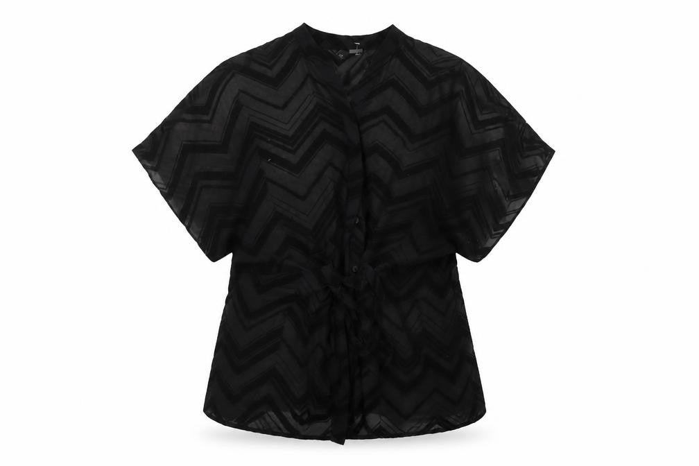 H&M Womens Black Polyester Basic Blouse Size 10 V-Neck
