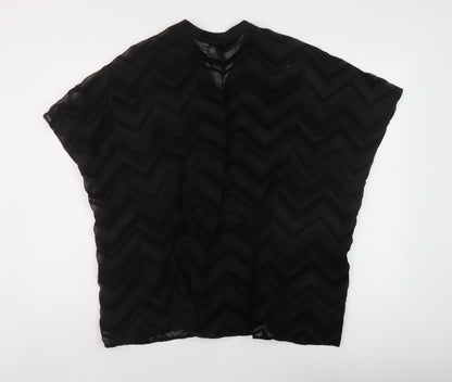 H&M Womens Black Polyester Basic Blouse Size 10 V-Neck