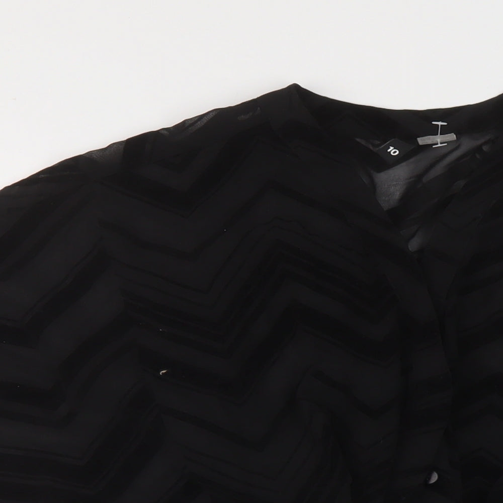 H&M Womens Black Polyester Basic Blouse Size 10 V-Neck