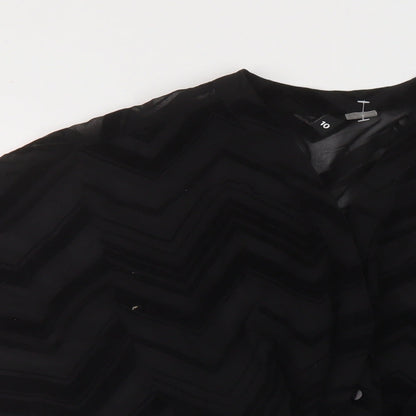 H&M Womens Black Polyester Basic Blouse Size 10 V-Neck