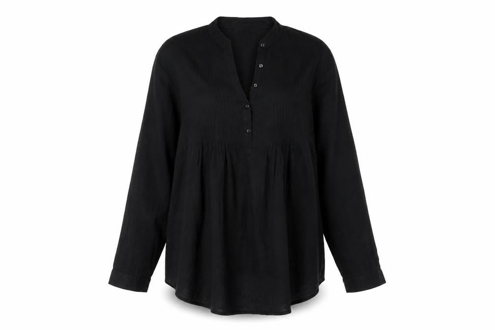 Ellie Louise Womens Black Cotton Basic Blouse Size 12 V-Neck