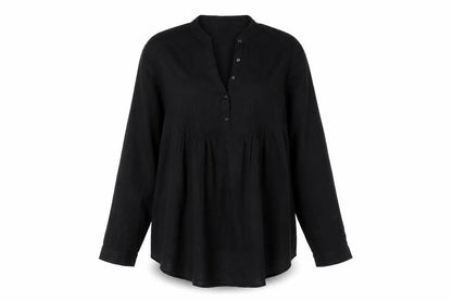 Ellie Louise Womens Black Cotton Basic Blouse Size 12 V-Neck