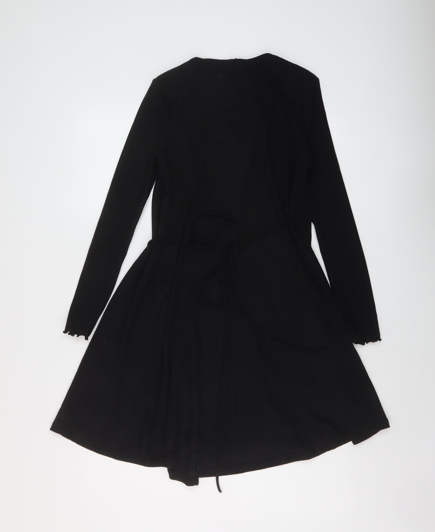Topshop Womens Black Polyester Wrap Dress Size 10 V-Neck Tie