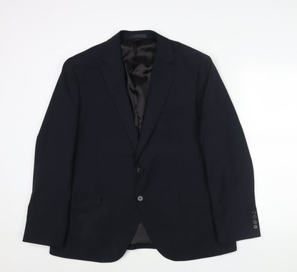 Additional front view of Autograph men’s blue wool jacket suit jacket, size 44, regular