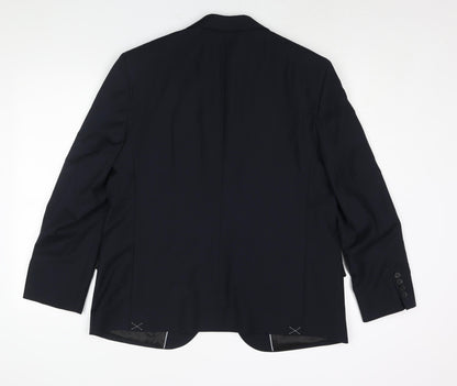 Back view of Autograph men’s blue wool jacket suit jacket, size 44, regular