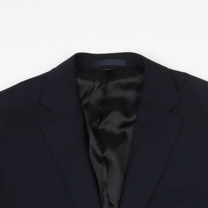 Close-up detail of Autograph men’s blue wool jacket suit jacket, size 44, regular