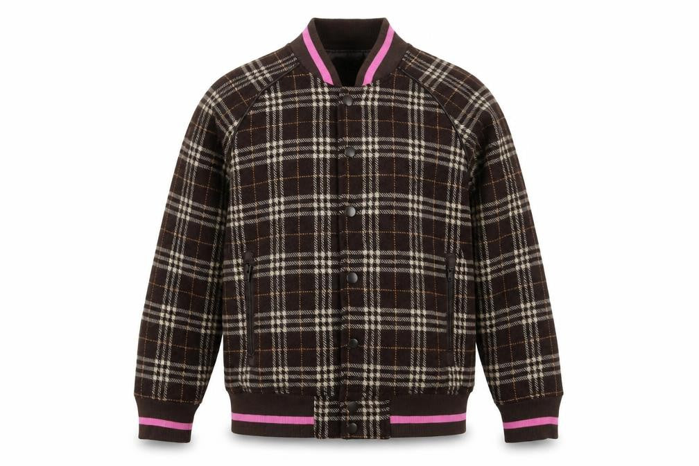 Two Percent Homme Mens Brown Check Bomber Jacket Jacket Size M Zip