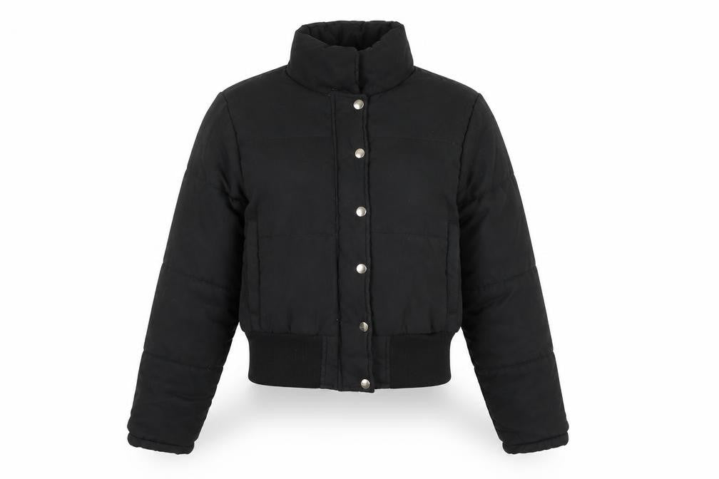 PRETTYLITTLETHING Womens Black Puffer Jacket Jacket Size 6 Zip