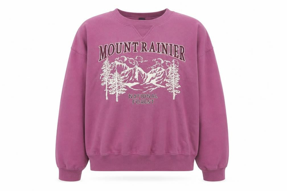 Divided by H&M Womens Purple Cotton Pullover Sweatshirt Size L Pullover - Mount Rainier National Forest