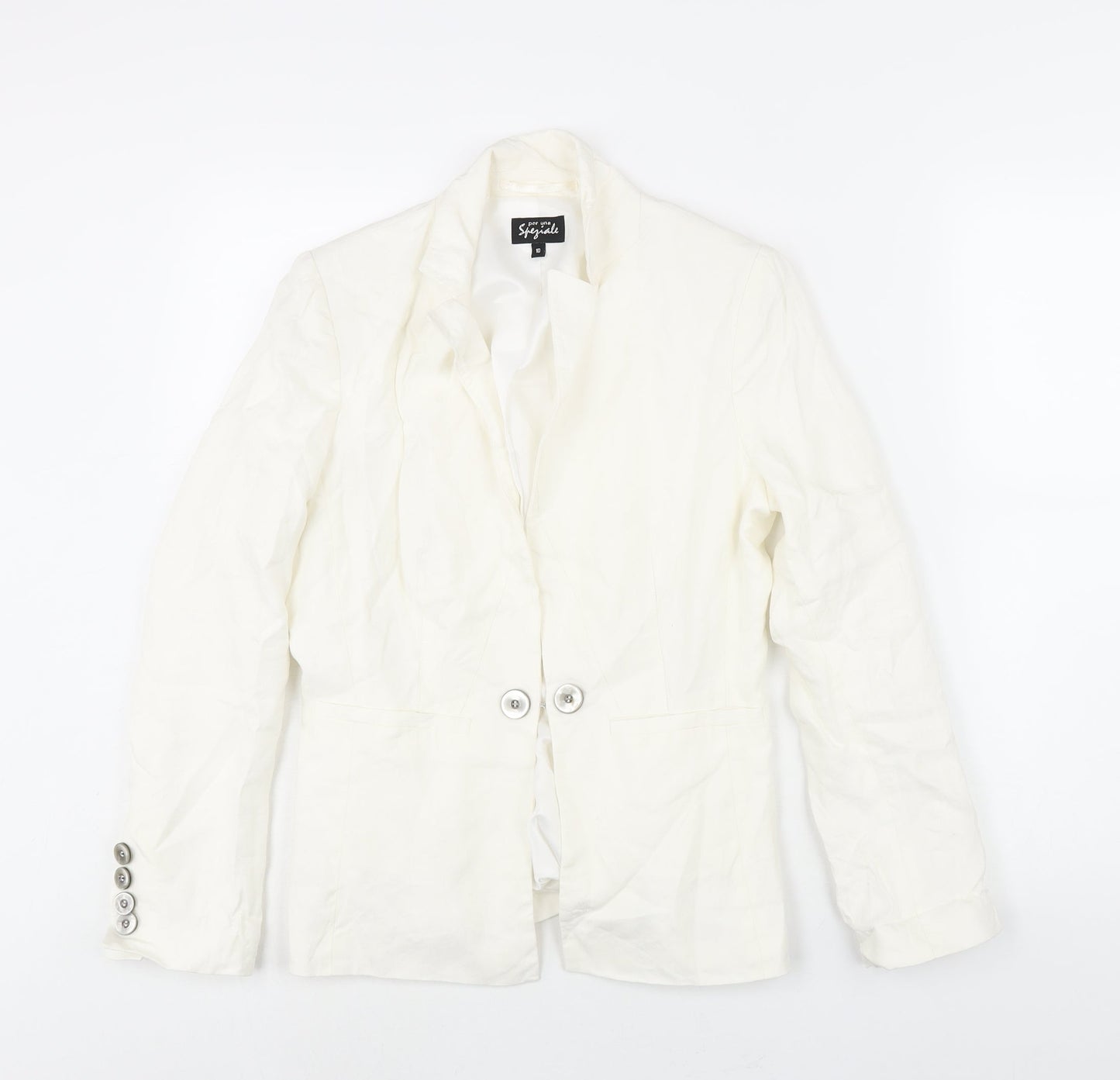 Per Una Womens Ivory Jacket Blazer Size 10 Hook & Eye