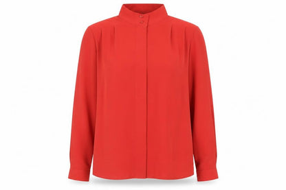 St Michael Womens Red Polyester Basic Button-Up Size 10 Mock Neck
