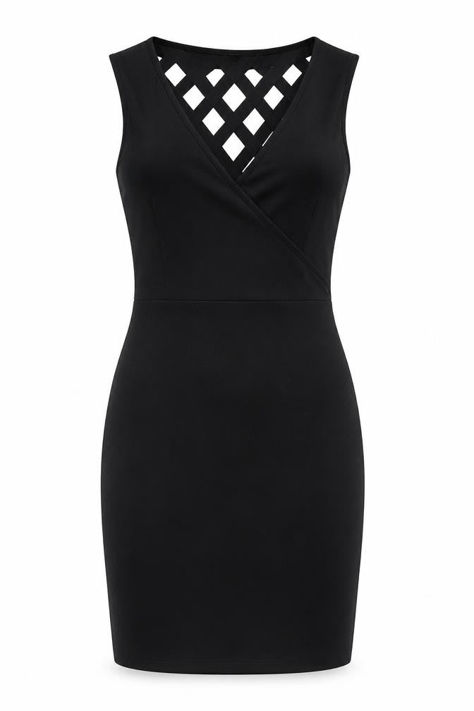 Cara Mia Womens Black Polyester Bodycon Size 10 V-Neck Pullover - Cut Out Back Detail