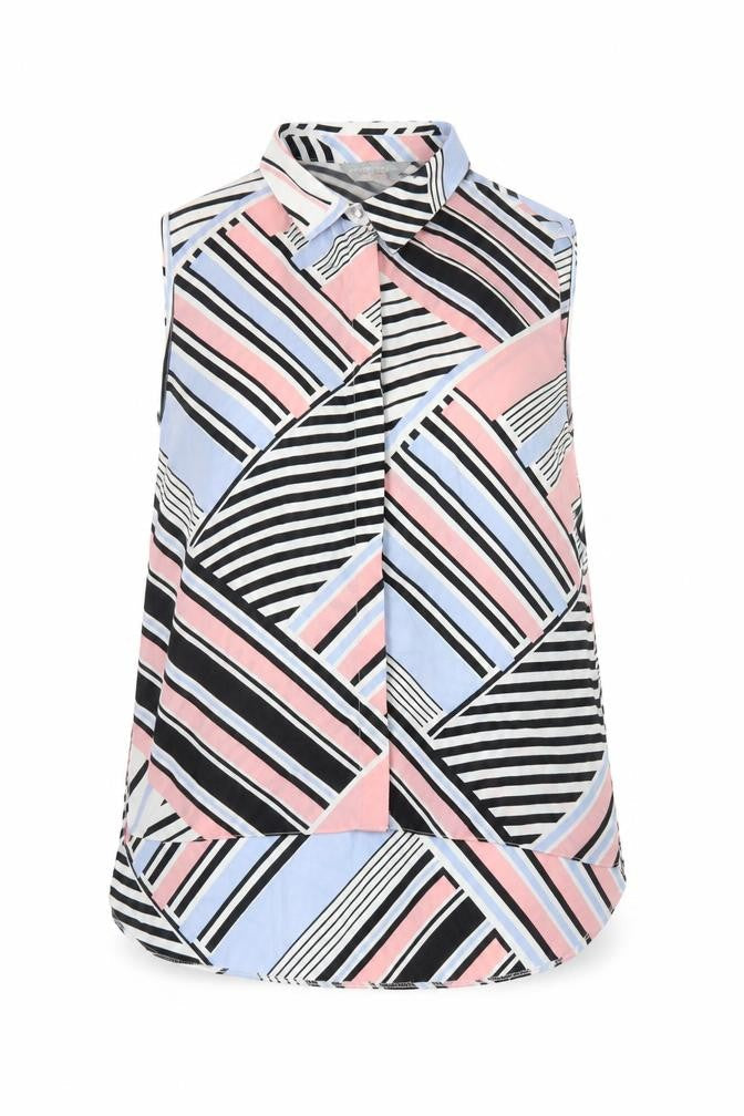 Dorothy Perkins Womens Multicoloured Geometric Polyester Camisole Blouse Size 10 Collared