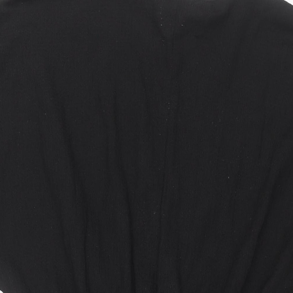 H&M Womens Black Polyester Wrap Dress Size M V-Neck Pullover