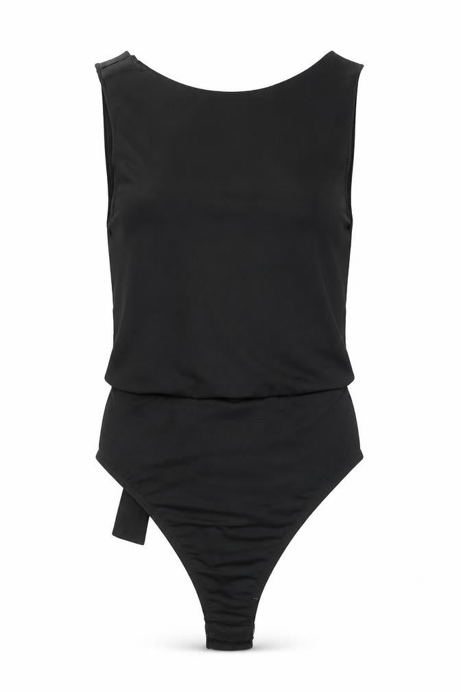 PRETTYLITTLETHING Womens Black Polyester Bodysuit One-Piece Size 10 Tie - Backless