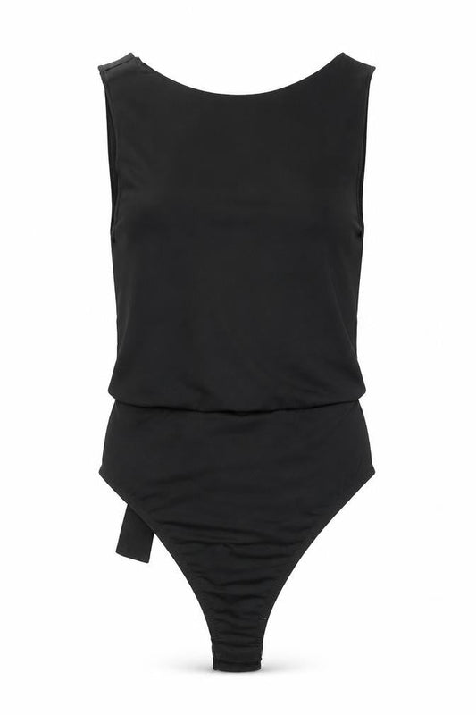 PRETTYLITTLETHING Womens Black Polyester Bodysuit One-Piece Size 10 Tie - Backless