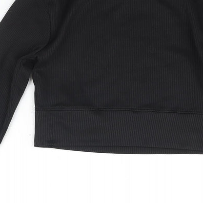 Divided by H&M Womens Black Polyester Cropped Blouse Size S Round Neck - Ribbed