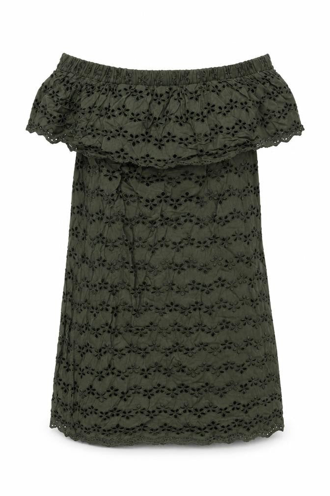 Nuon Womens Green Cotton Mini Size XL Boat Neck Pullover