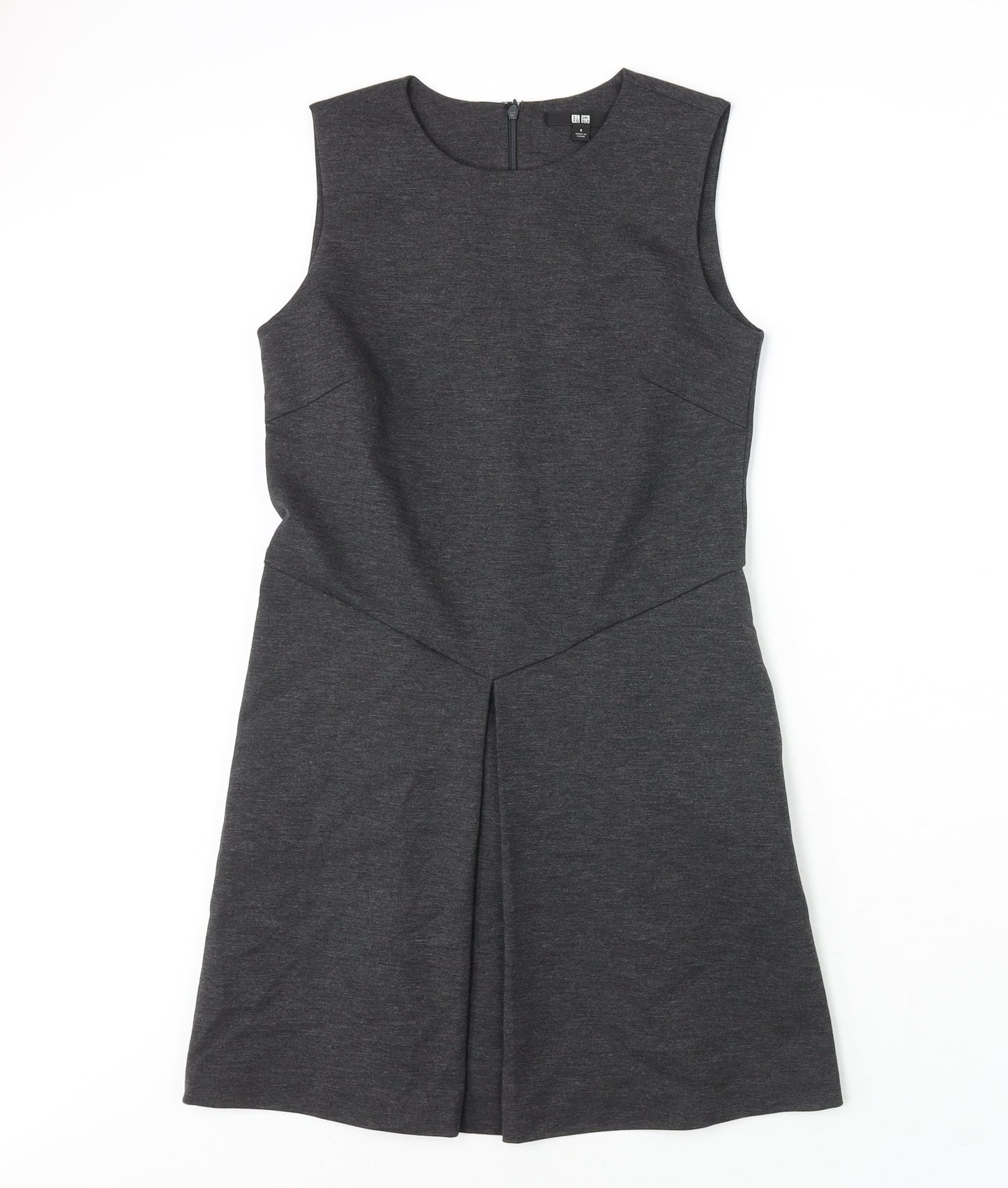 Uniqlo Womens Grey Polyester A-Line Size S Round Neck Zip - Closed Vent
