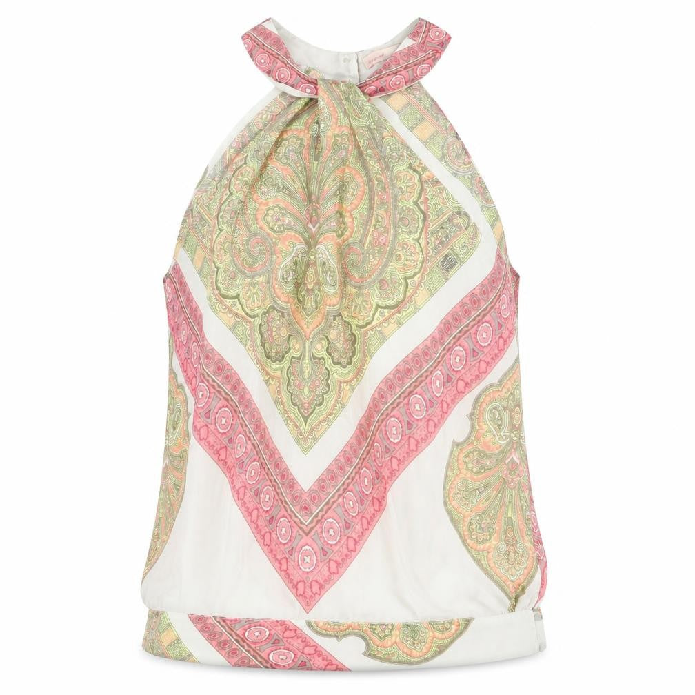 NEXT Womens Multicoloured Geometric Polyester Basic Blouse Size 12 Square Neck - Twist Detail