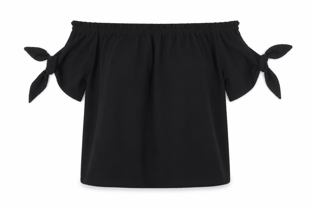 Dorothy Perkins Womens Black Polyester Basic Blouse Size 10 Boat Neck - Tie Detail