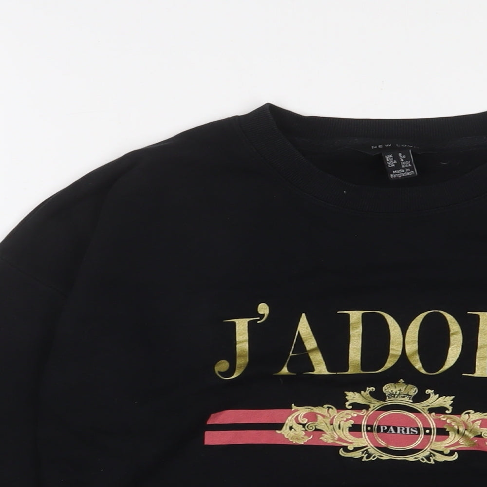 New Look Womens Black Cotton Pullover Sweatshirt Size 8 Pullover - J'adore
