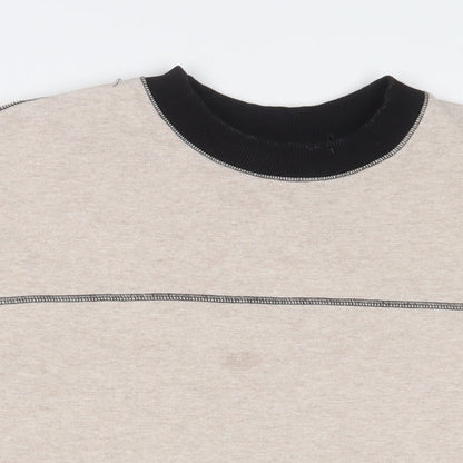 Close-up detail of Blood Brother women’s beige cotton pullover sweatshirt, size S, pullover - embroidered