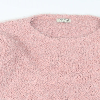 Next Womens Pink Crew Neck Polyester Pullover Jumper Size 12