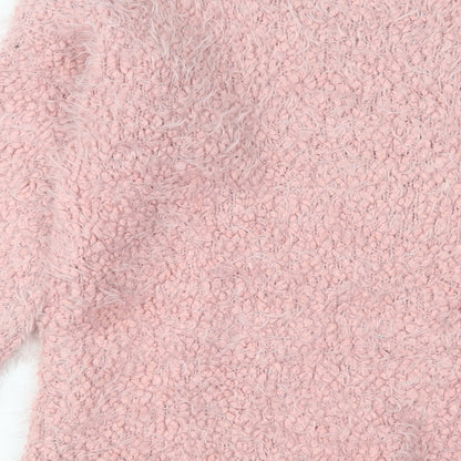 Next Womens Pink Crew Neck Polyester Pullover Jumper Size 12