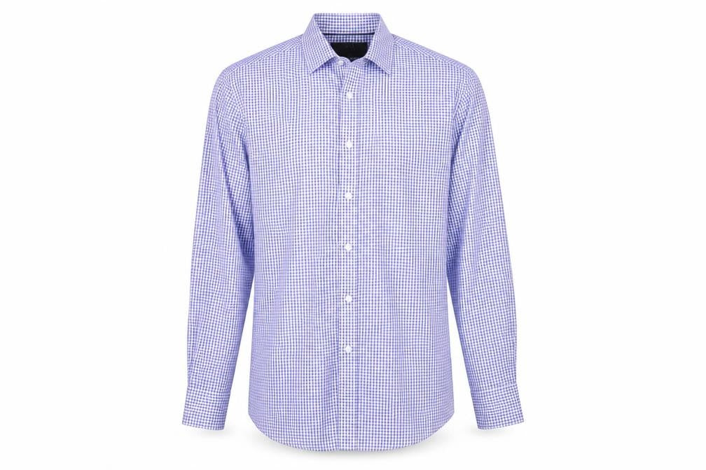 Marks & Spencer Mens Blue Plaid Cotton Button-Up Size 14.5 Collared Button