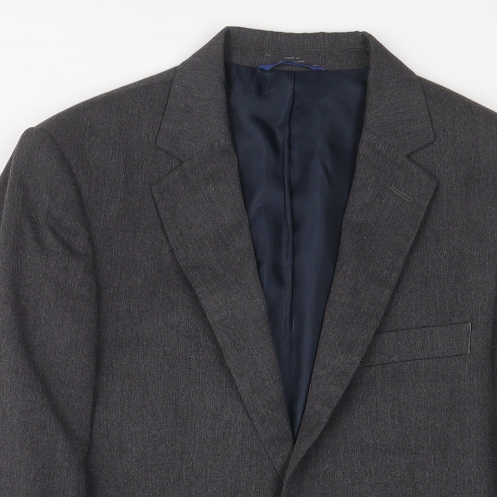 Marks and Spencer Mens Grey Polyester Jacket Suit Jacket Size 38 Regular - Inside pockets