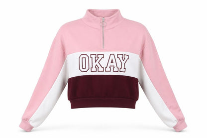 H&M Womens Pink Striped Cotton Pullover Sweatshirt Size S Zip