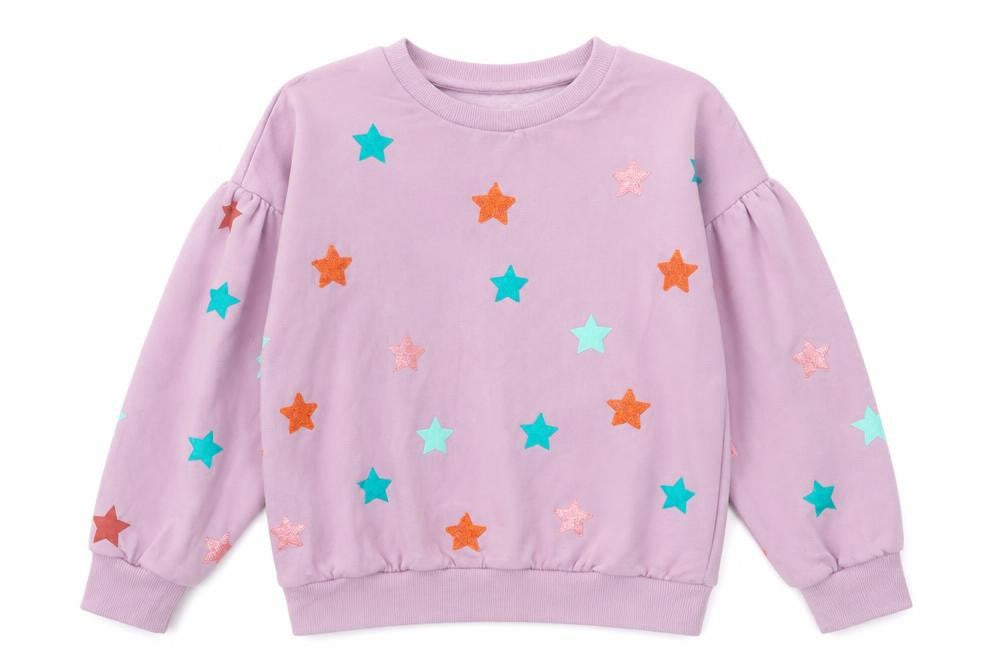 NEXT Girls Purple Geometric Cotton Pullover Sweatshirt Size 10 Years Pullover - Glitter